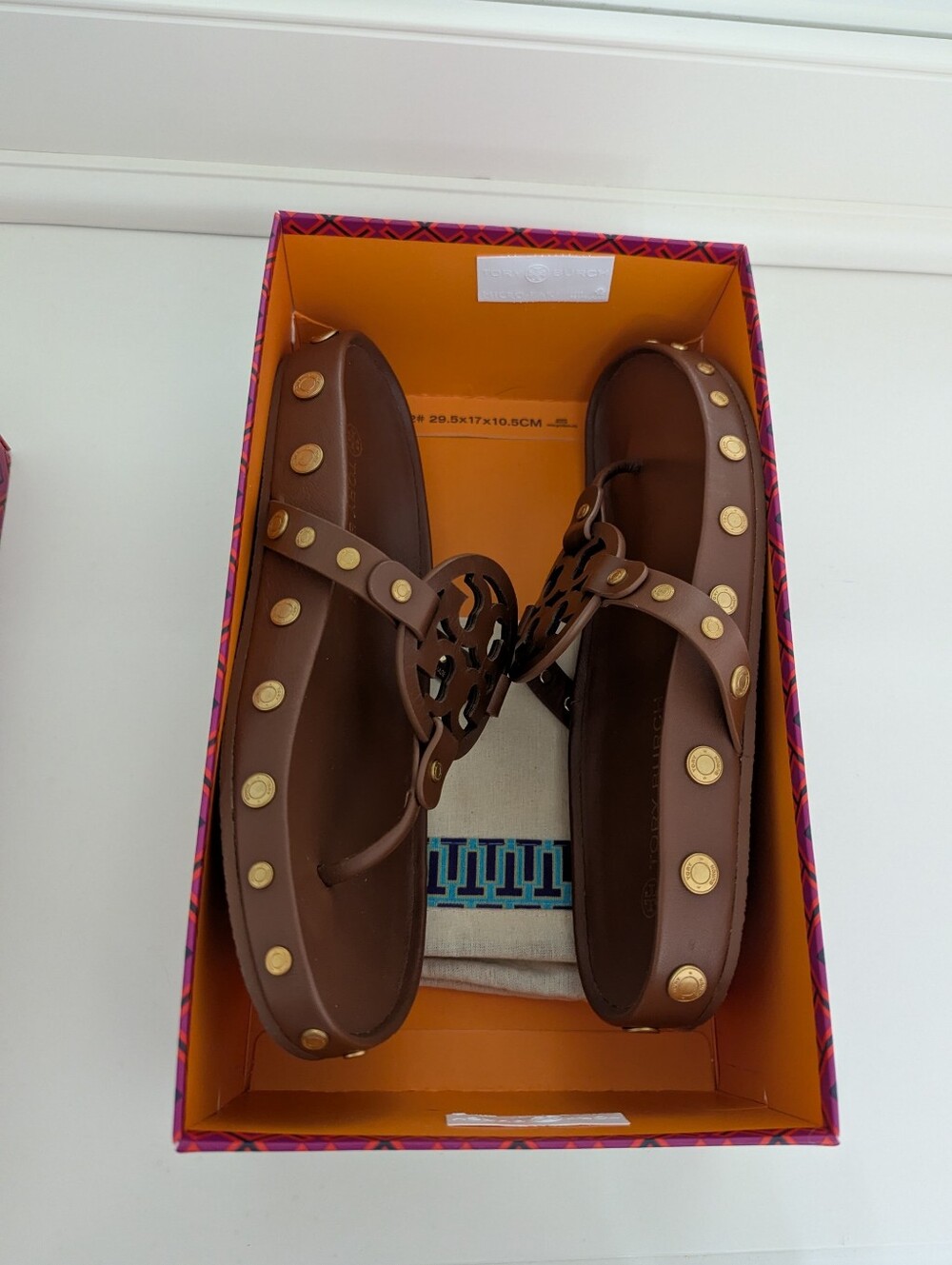 EUC! Tory Burch Miller Coin Sandals In Brown And Gold Size 8.5 - Picture 16 of 16